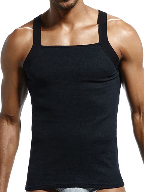 Avamo Men S G Unit Style Tank Tops Square Cut Muscle Rib A Shirts Slim
