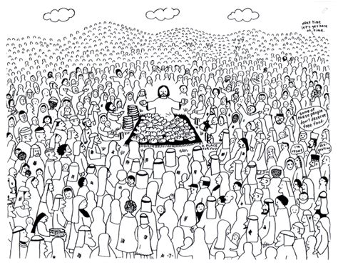 jesus feeds 5000 coloring page coloring home
