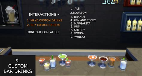 Mod The Sims Custom Bar Drinks Updated 20 Jan 2017