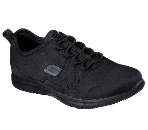 77211 W Wide Fit Black Skechers Shoes Women Memory Foam Work Slip Resistant Sole Occupational