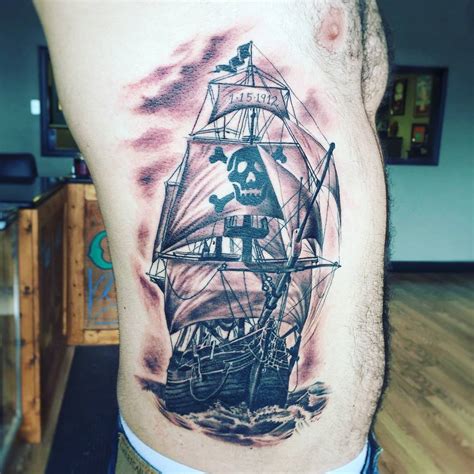 Striking Pirate Ship Tattoo Designs Bonding With Masters Of The Seas