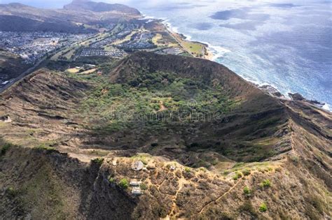 Aerial Drone View Of Koko Head Crater Stock Image Image Of Hike