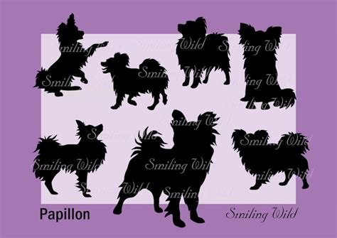 Papillon Dog Svg Silhouette Clipart Printable Papillon Dog Etsy
