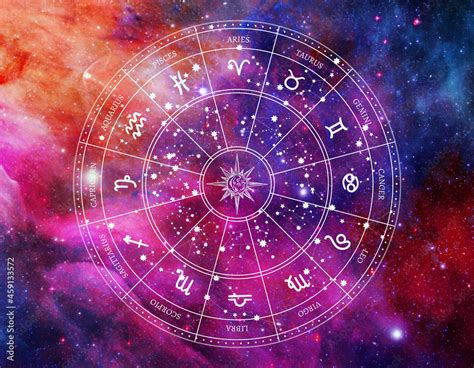 Astrology Horoscope Icon Zodiac Circle In The Middle Of Colorful Galaxy