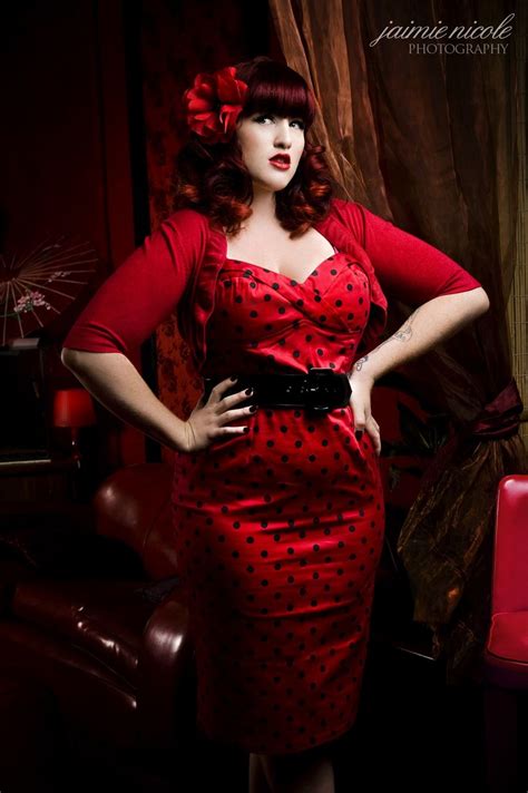 The Vamp Dress In Red With Black Dots By Deadly Dames Plus Sizes Pinup Girl Vamp Dress