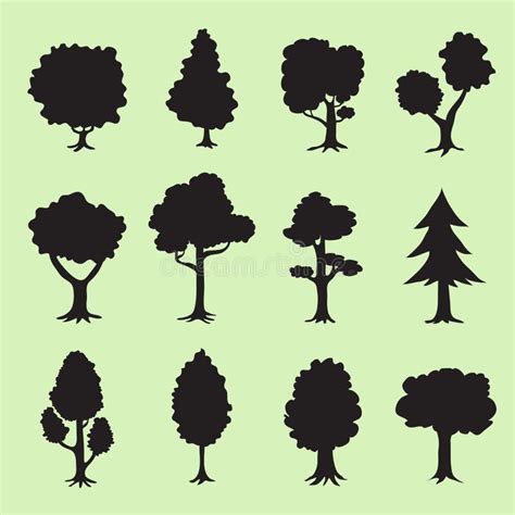 Tree Silhouettes Collection Stock Vector Illustration Of Outside