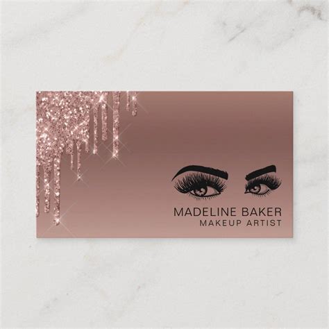 Makeup Artist Eyes Lashes Dripping Rose Gold Business Card Zazzle