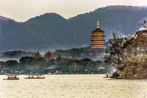 Old Chinese Leifeng Pagoda West Lake Hangzhou Zhejiang China Stock