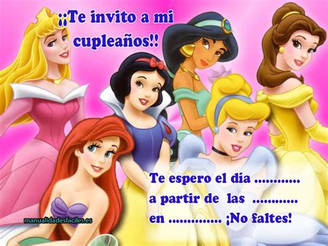 Invitaciones Para Imprimir Invitación De Cumpleaños De Las Princesas Para Imprimir