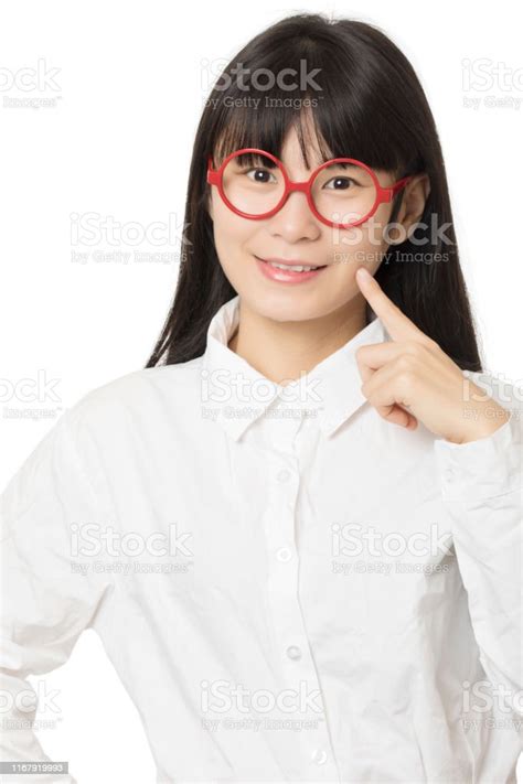 Portrait Of A Chinese American Woman Isolated On White Background Stock