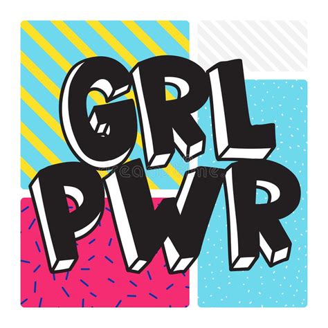 Grl Pwr Short Quote Girl Power Cute Hand Drawing Illustration Stock Vector Illustration Of