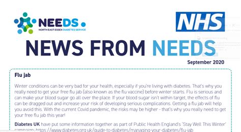 Needs Patient Newsletter Autumn 2020 North East Essex Diabetes Service