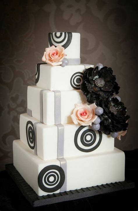 13 wedding cake alternatives for couples who want to serve something unique. Black & white graphic 60's style wedding cake by www ...