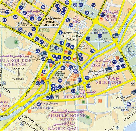 Detailed map of kabul and near places. Map of Kabul - TravelsMaps.Com