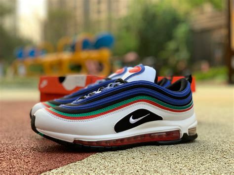 Latest Release Nike Air Max 97 Running Shoes Whitemulti Colorhyper Blue Cw7013 100