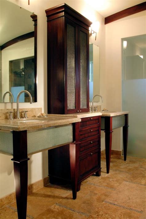 Explore our range of bathroom cabinets for all your bathroom storage needs. Neutral Bathroom With Large Storage Cabinet | HGTV