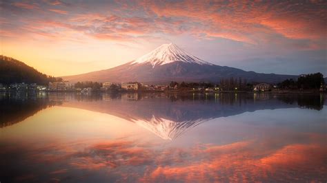 There are a variety of physical features of japan. Lake Kawaguchi with Mount Fuji in morning, Yamanashi prefecture, Japan | Windows 10 SpotLight Images
