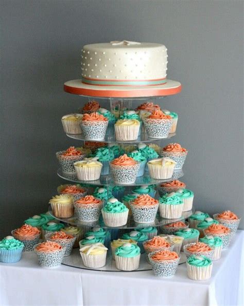 Coral And Bright Teal Wedding Cake Teal Wedding Cake Teal Wedding