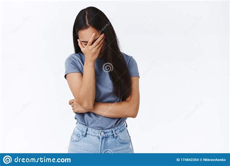 Embarrassed And Tired Pissed Young Asian Woman Making Facepalm Lean