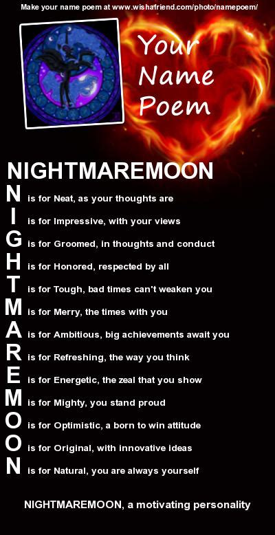 My Name Poem Thingy By Nightmare Moon3000 On Deviantart