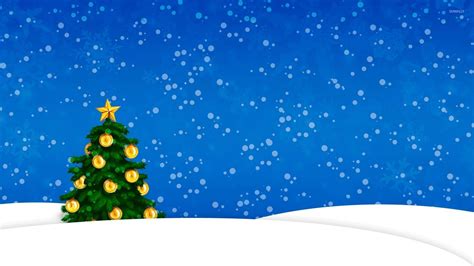 Looking for a new way to decorate your room or even your whole home? Snow falling on the golden Christmas tree wallpaper ...