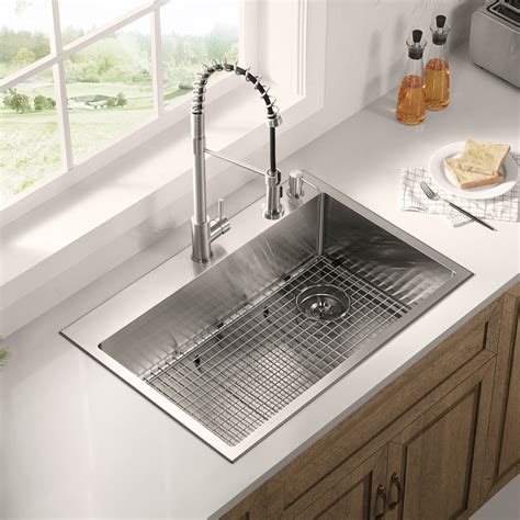 Stainless Steel 32 In Single Bowl Drop In Or Undermount Kitchen Sink
