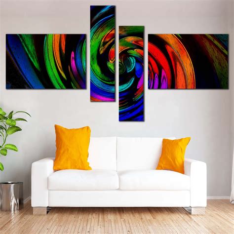 Abstract Spiral Canvas Wall Art Colorful Abstract Fractal Pattern 4 P