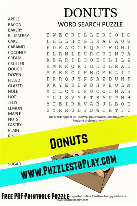 Donut Word Search Puzzle Artofit