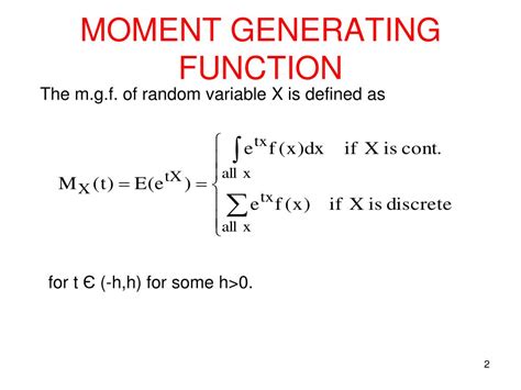 Ppt Moment Generating Function And Statistical Distributions