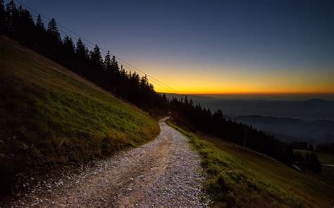 Sunset Road Mountain Slope Wallpapers Nature And Landscape Hd