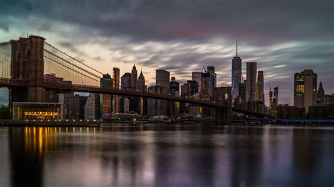 Brooklyn Bridge Skyline Manhattan Usa