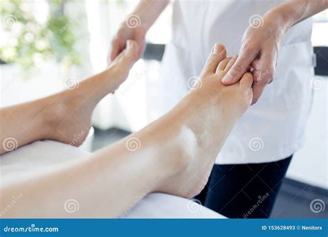 Pregnant Woman Enjoying Reflexology Foot Massage In Wellness Spa Stock Image Image Of