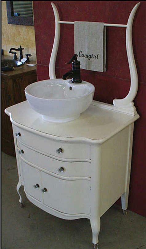 Vessel sink vanities are the preferred bathroom cabinet sets for the discerning homeowner who wants to make a unique statement in her bathroom. black and white vintage bathrooms cottage style # ...