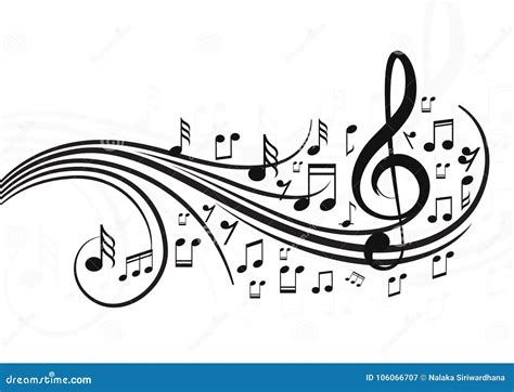 Music Notes With Waves Stock Vector Illustration Of Beautiful 106066707