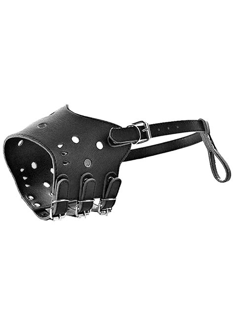 Abcd Adjustable Strap Leather Muzzle With Breathable And Drinkable Holes