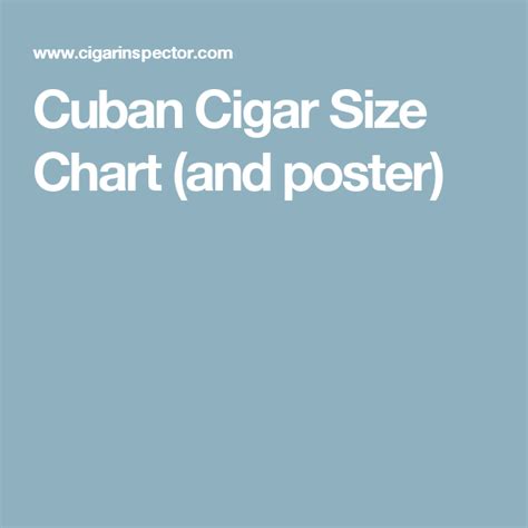 Cuban Cigar Size Chart And Poster Cuban Cigars Size Chart Cuban