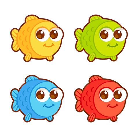 Premium Vector Cute Cartoon Fish Set