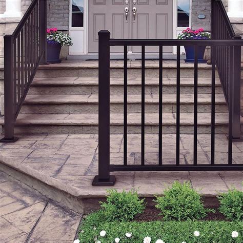 Textured black aluminum baluster railing kit. Weatherables Classic Square 3 ft. H x 70-1/2 in. W Textured Black Aluminum Stair Railing Kit-WBR ...