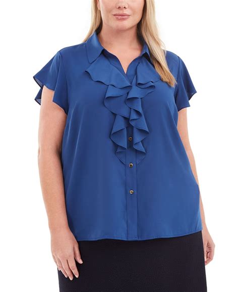 Calvin Klein Plus Size Ruffle Front Flutter Sleeve Blouse And Reviews