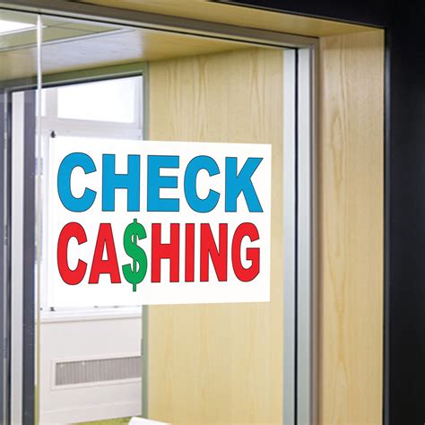 Decal Stickers Check Cashing Blue Red Vinyl Store Sign Label Business
