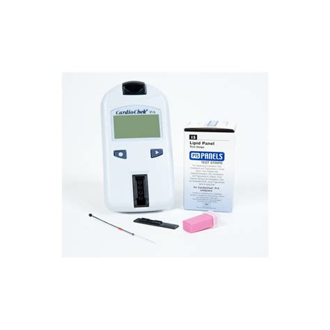 You'll see a lot of numbers next to a lot of capitalized letters. Lipid Panel test strips for Cardiochek