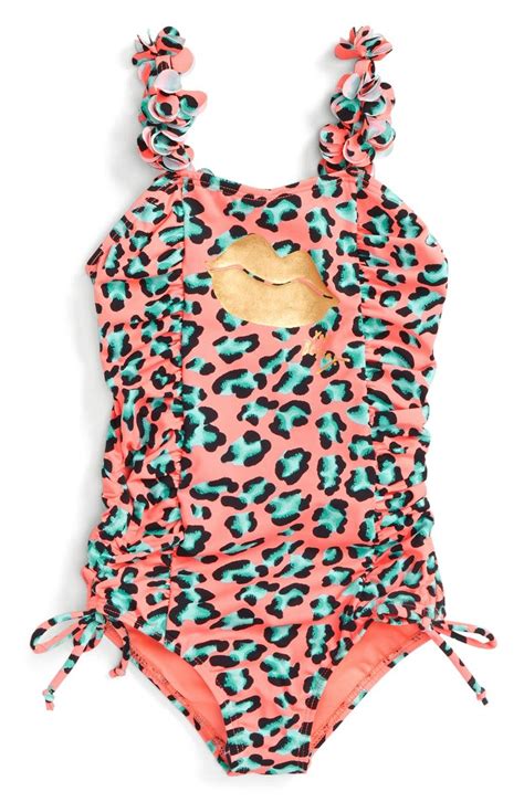 Betsey Johnson Leopard Print One Piece Swimsuit Toddler Girls And Little