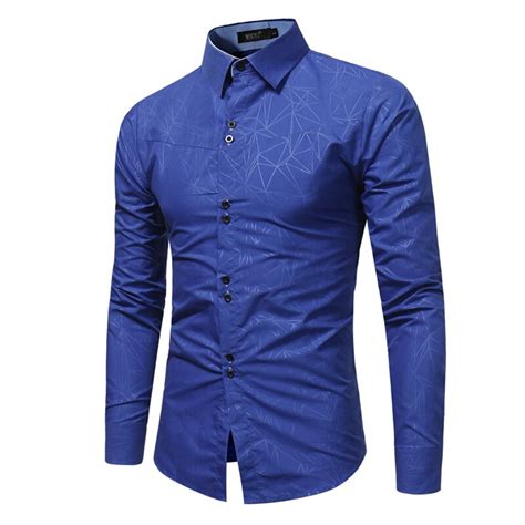 Brand 2018 Fashion Male Shirt Long Sleeves Tops 3d Geometric Printing