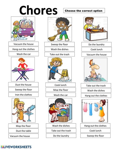 Household Chores Worksheet For Kindergarten