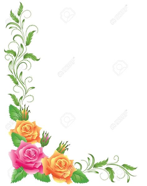Corner Flower Border Designs For Cards Floral Set Seamless Borders