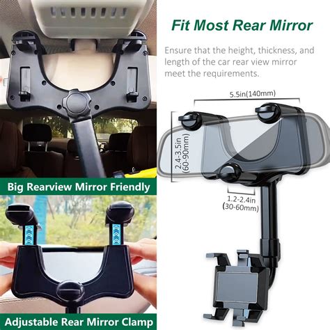Buy Rearview Mirror Phone Holder For Car Pkyaa 360° Rotating Rear View