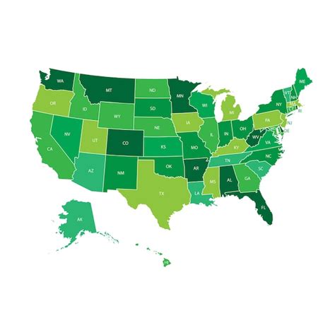 mapa de estados unidos con estados vector premium