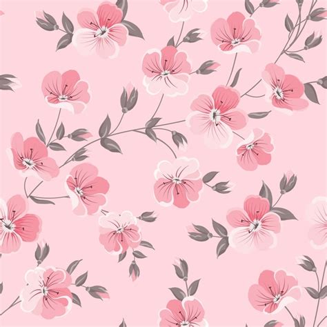 Free Vector Botanical Seamless Pattern Blooming Flower On Pink
