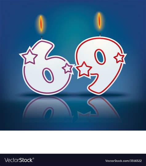 Birthday Candle Number 69 Royalty Free Vector Image