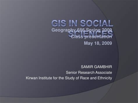 Gis In Social Sciences
